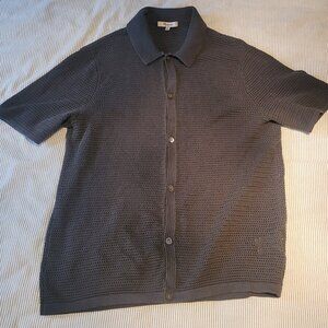 Madewell Mens Small Mesh Knit Grey Button Up